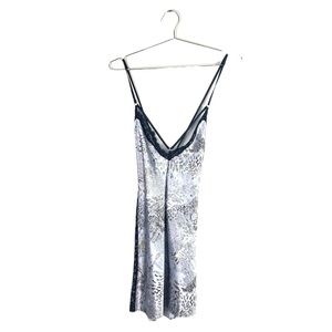 Victoria’s Secret • Gray Animal Print Satin Lace Panel Nightie Size M